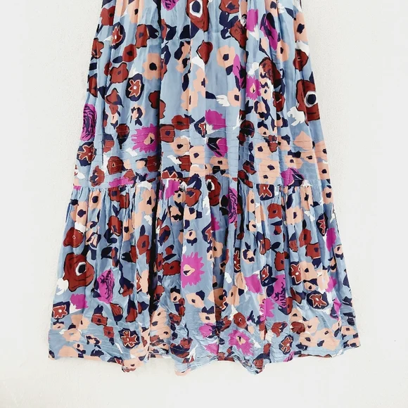 New Cleobella Iman Waterlily Blue Purple Floral Ankle Dress P3783 - Picture 3 of 9